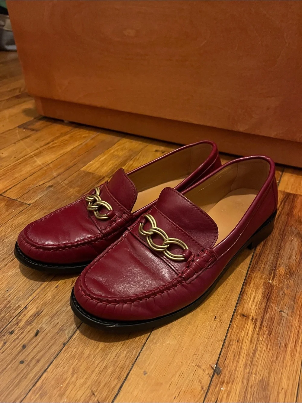 Sézane red Vicky leather loafer